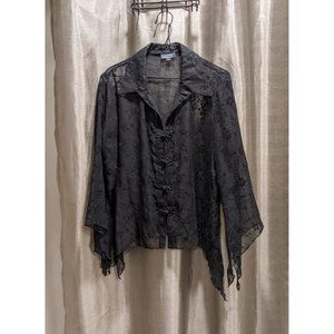 Women's Dress Barn Collection Black Sheer Top L